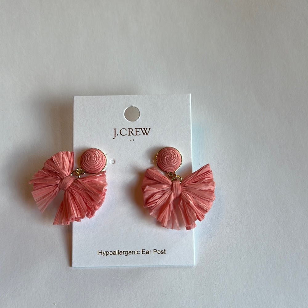 J.Crew Pink Raffia Statement Earrings